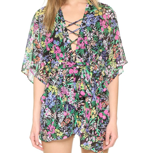 Yumi Kim Pants - BNWT Yumi Kim Driftaway Lace Up Floral Romper